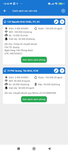 Quản lý trọ Screen 2