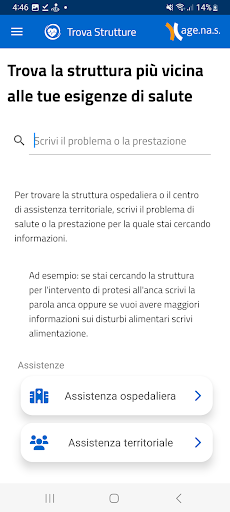 Android application Trova Strutture screenshort