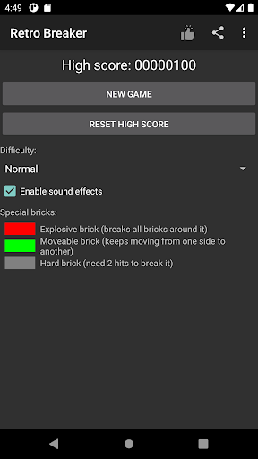 Retro Breaker brick breaking Screen 3