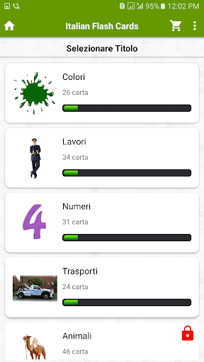 Android application Italian FlashCard for Learning screenshort