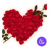 Red romantic love flower -APUS Launcher theme icon