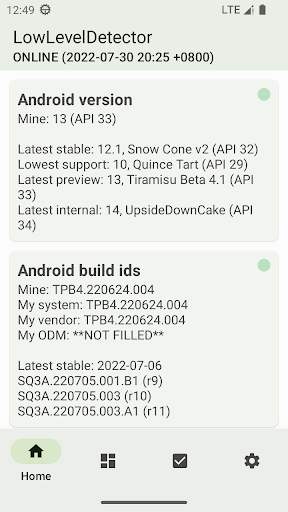Android application Low Level Detector screenshort