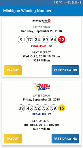Android application Michigan Lottery Results screenshort