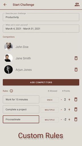 Pointagon: Custom Challenges Screen 2