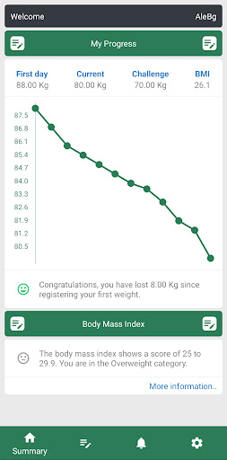 Weight diary, Loss Tracker BMI Screen 2
