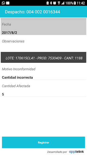 Android application Conauto TMS Chofer screenshort