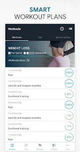Fitness app: home, gym workout