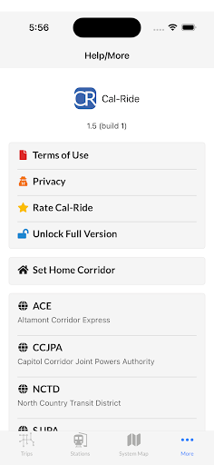 Android application Cal-Ride screenshort