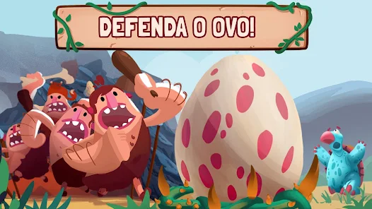 jogo de dinossauros, proteger os ovos contra os homens das cavernas, dino  bash, joguinho de dinossau 
