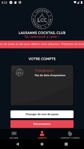 Android application Lausanne Cocktail Club screenshort
