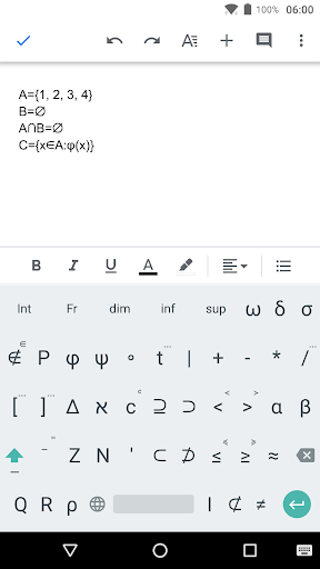 Set Theory Keyboard Screen 2