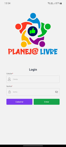 Android application Planeja Livre screenshort