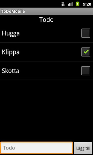 Android application Att göra lista(todo) screenshort