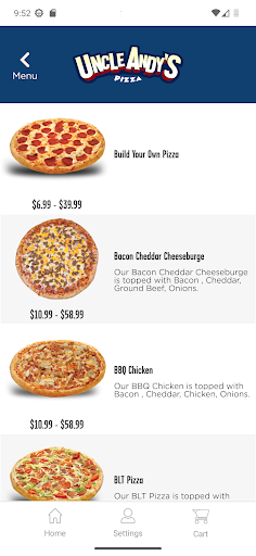 Screenshot of Uncle Andy’s Pizza