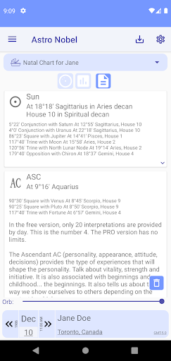 Astro Nobel - Astrology Screen 3