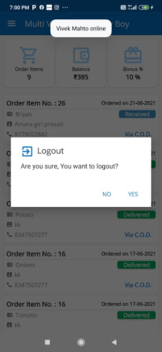 My Dear Cart - Delivery Boy Ap Screen 3