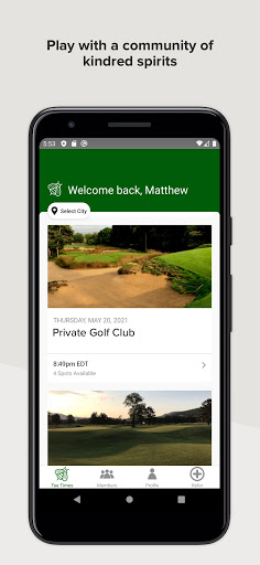NewClub Golf Society Screen 2