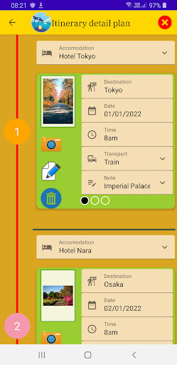 Travel Itinerary Screen 2