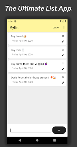 Android application Mylist screenshort