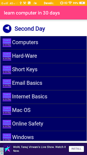 Learn computer Course Screen 3