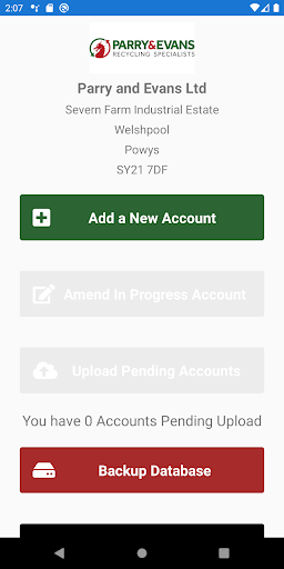 Android application Parry and Evans Account Creato screenshort