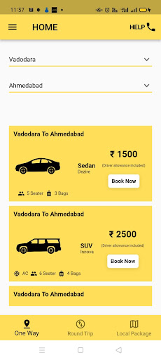 Android application Yellow Cab India screenshort