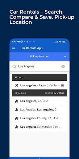 Android application Car Rentals App screenshort