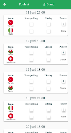 Android application Voetbal poule screenshort