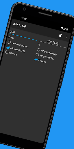 KW to HP - HP calculator Screen 2