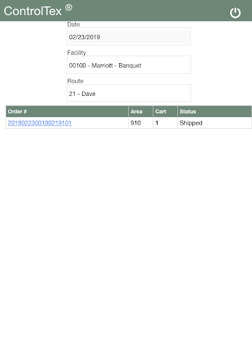 ControlTex® Route Sales Screen 2