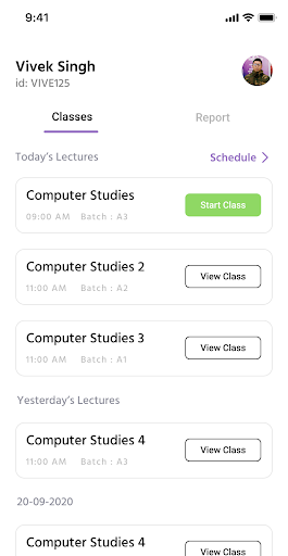Android application Classroom Facilitator App screenshort