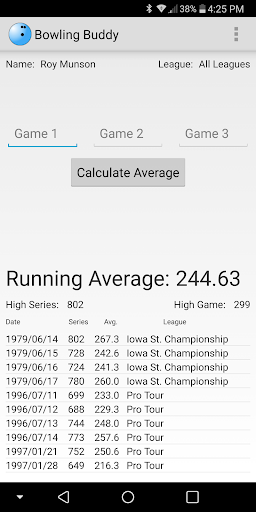Android application Bowling Buddy screenshort