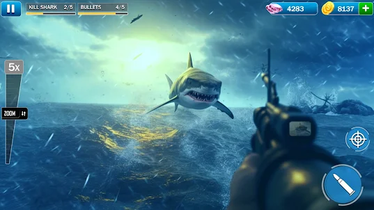 เกมล่าปลาฉลามซุ่มยิงออฟไลน์