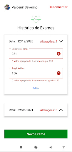 Meus exames Screen 2