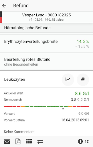 Medilab Onlinebefunde Screen 3