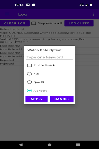 Proxy with firewall Screen 2
