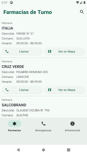 Android application Farmacias de Turno Chile screenshort