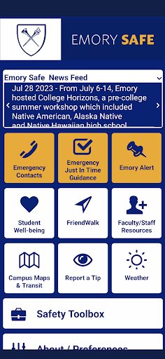 Android application Emory Safe screenshort
