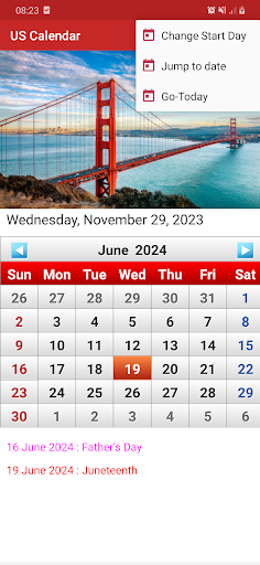 US Calendar 2024 Screen 3