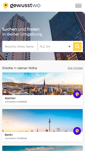 Android application gewusst-wo Branchenverzeichnis screenshort