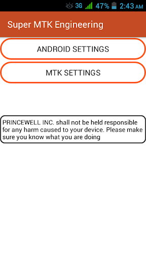 Android application Super MTK Engineering screenshort