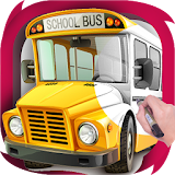 how to draw cute bus school icon
