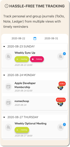 Android application Bullet Journal screenshort