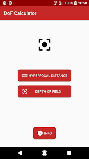 Android application DoF Calculator screenshort