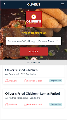 Android application Oliver's Fried Chicken screenshort