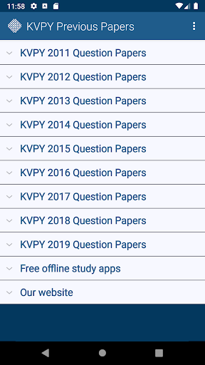 Android application KVPY Exam Previous Papers screenshort