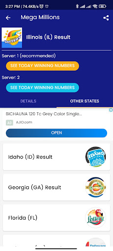 Android application Mega Millions Result - Numbers screenshort