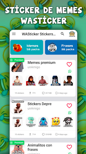 Android application WASticker Stickers con frases screenshort