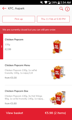 KFC Slovakia Klikni a Vyzdvihn Screen 2