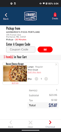 Screenshot of Leonardo's Pizza